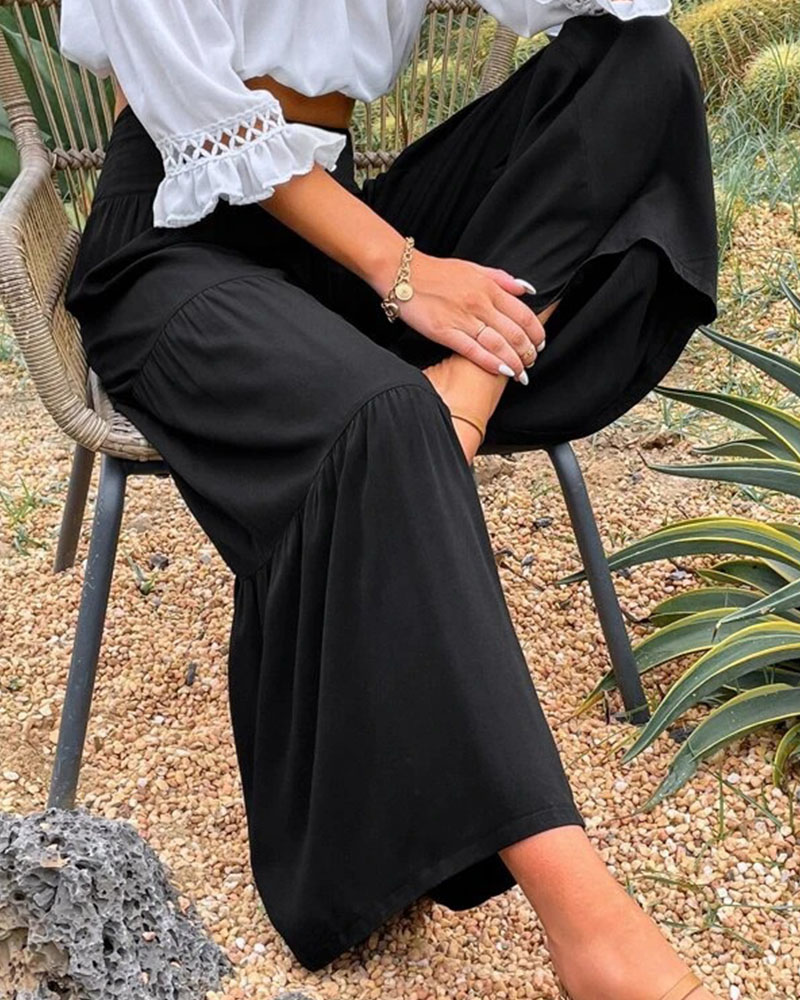 High-Waisted Baggy Cotton Hemp Wide-Leg Pants