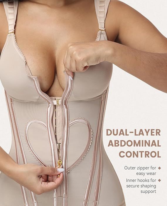 Fajas Colombianas Wide Straps Love Pattern Tummy Control Body Shaper