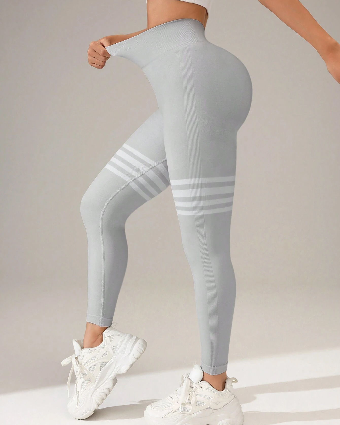 High Waist Back V Butt Lifting Fitness Striped Yoga Leggings