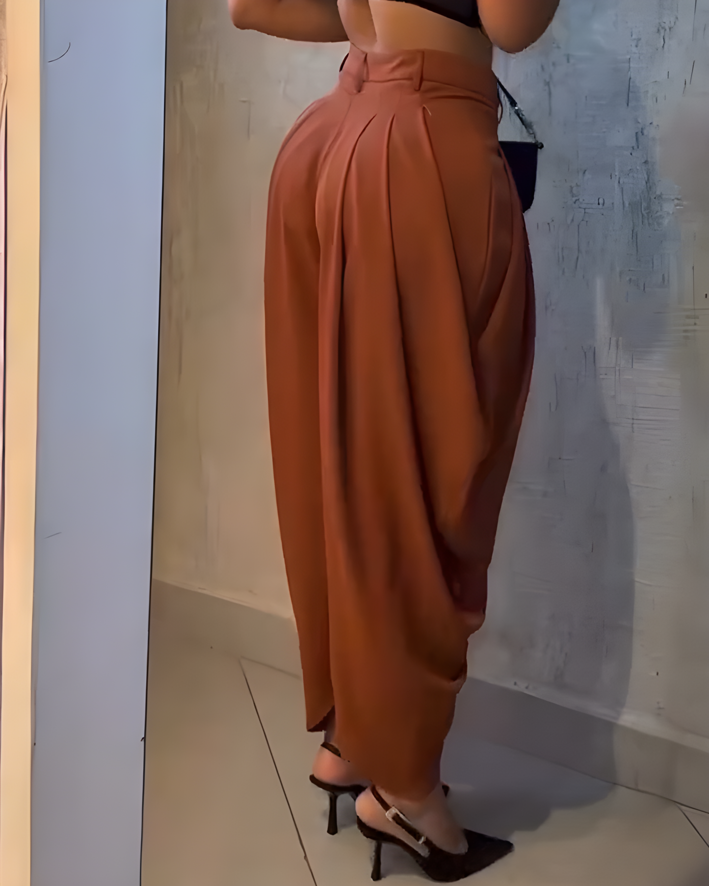 High Waist Loose Ruched Irregular Casual Pants