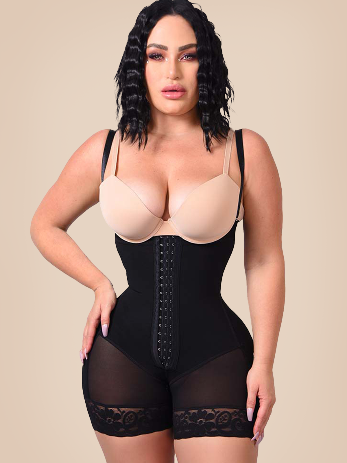 Tummy Control Butt Lifter Thigh Slimmer Plus Size Faja with Zipper Crotch Ref10067