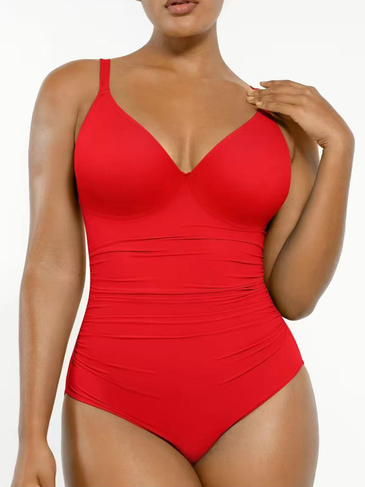 Plunging Slim & Sculpt Lace-Up Back One-Piece