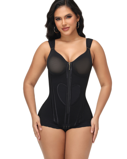 Fajas Colombianas Wide Straps Love Pattern Tummy Control Body Shaper
