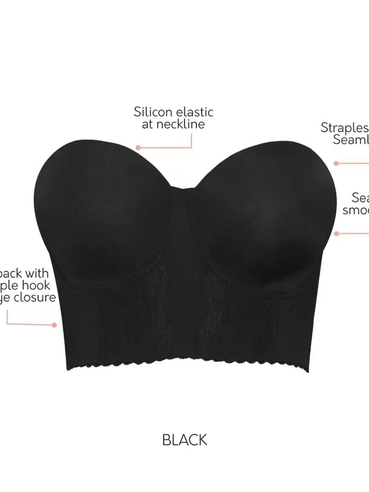 Strong Support Push-Up Tube Top With Adjustable Buckle At The Back