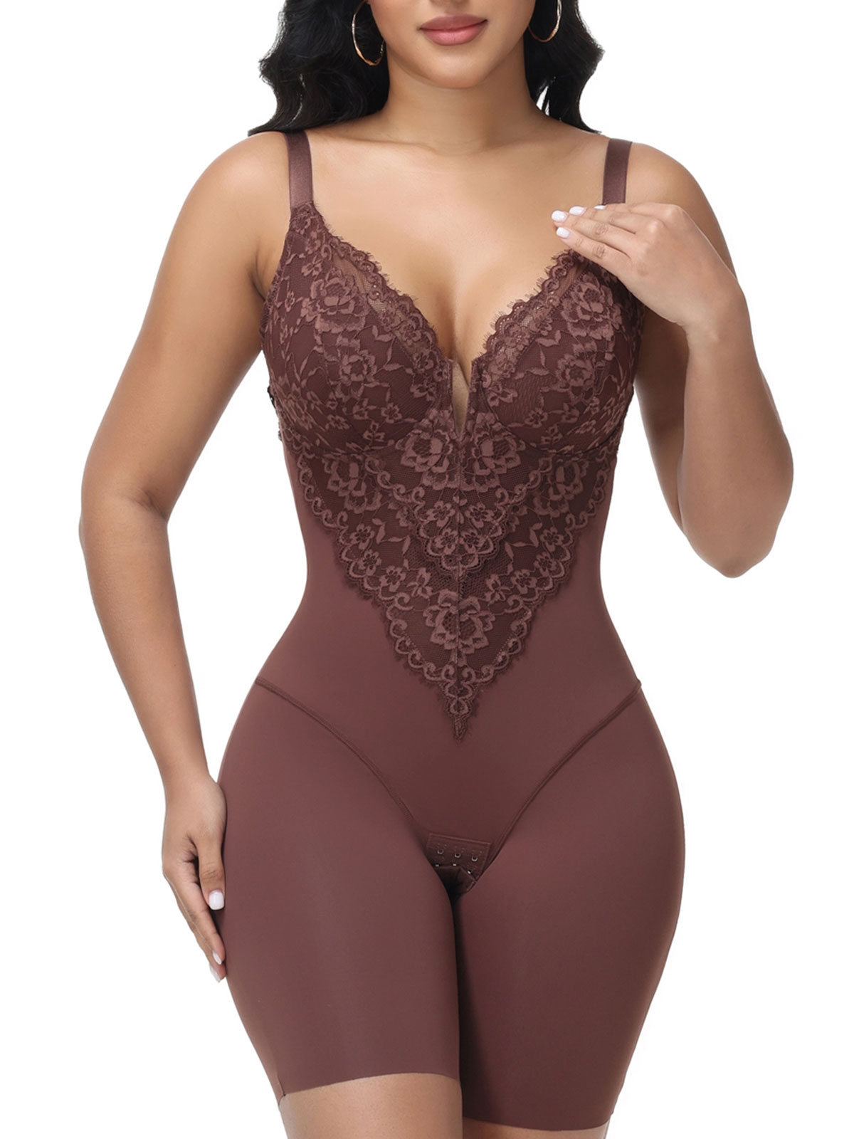 V Neck Backless Halter Bodysuit