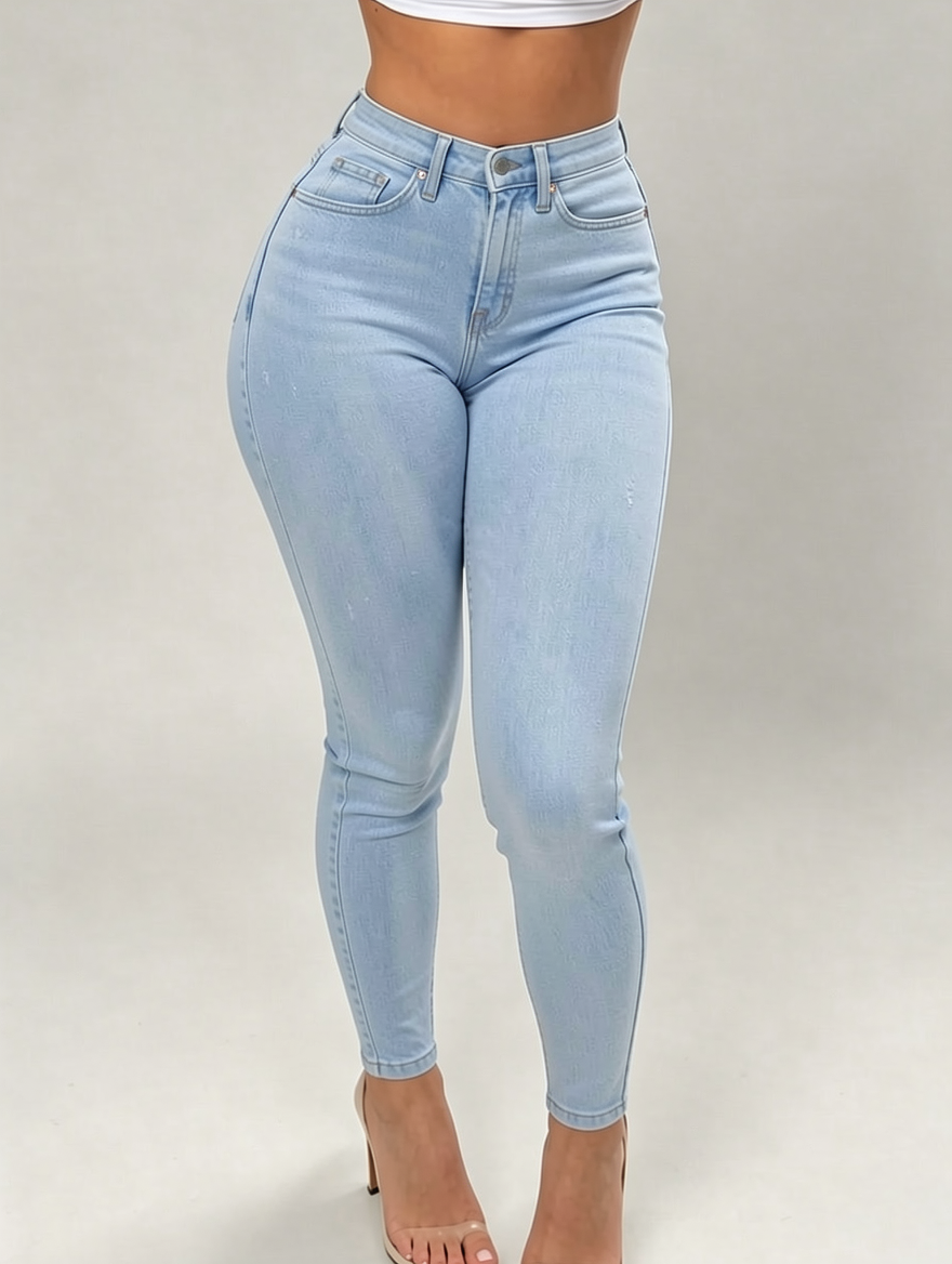 Elegant High Waisted Slim Fit Jeans