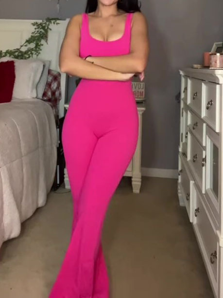 V-Back Flared Jumpsuit