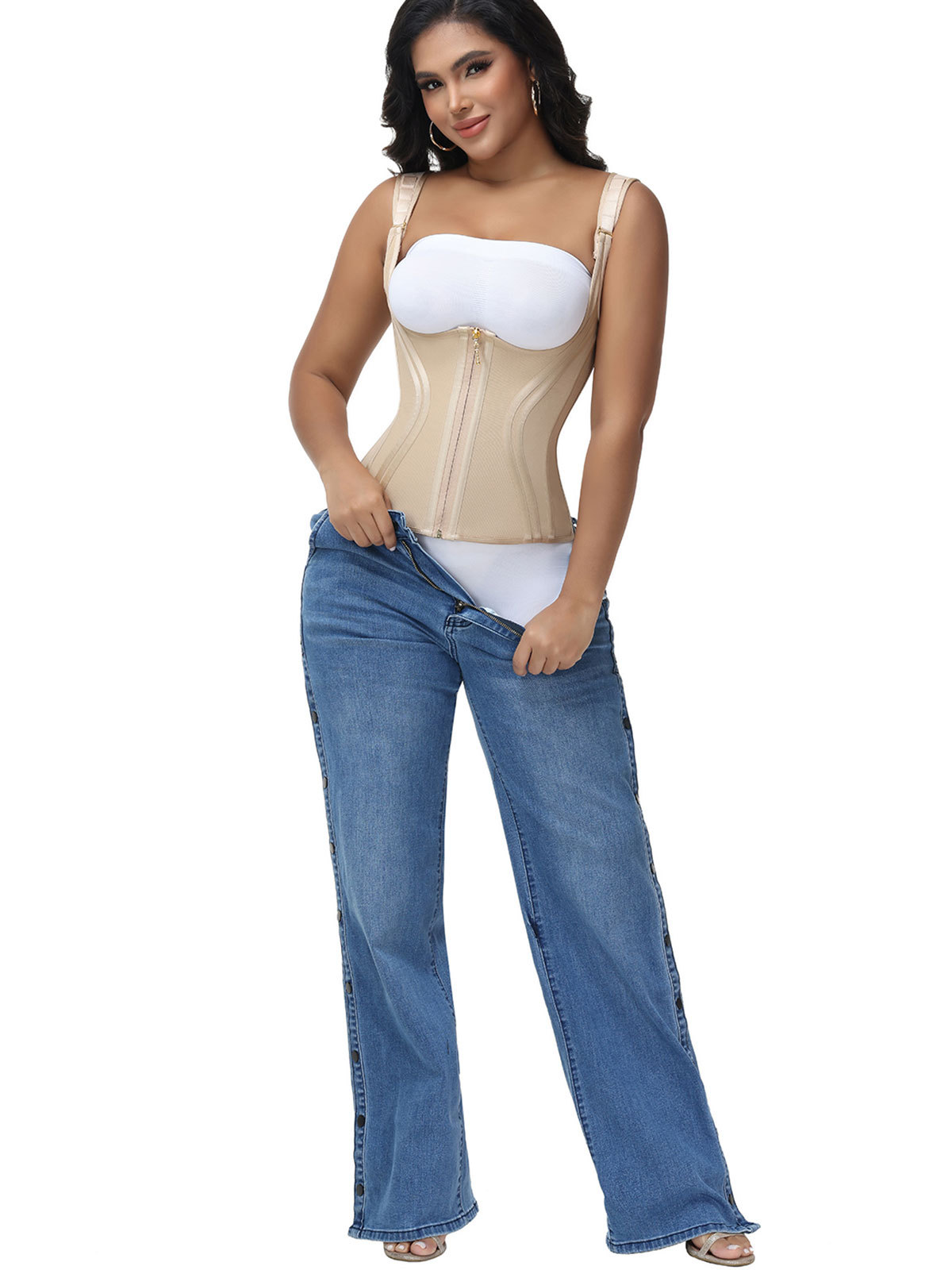 High Compression Hourglass Body Shaper Vest with Straps