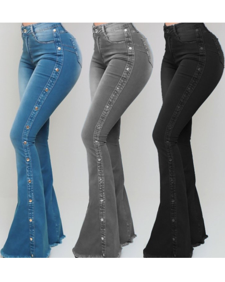 ChicCurve High Waist Stretch Mopping Flared Jeans