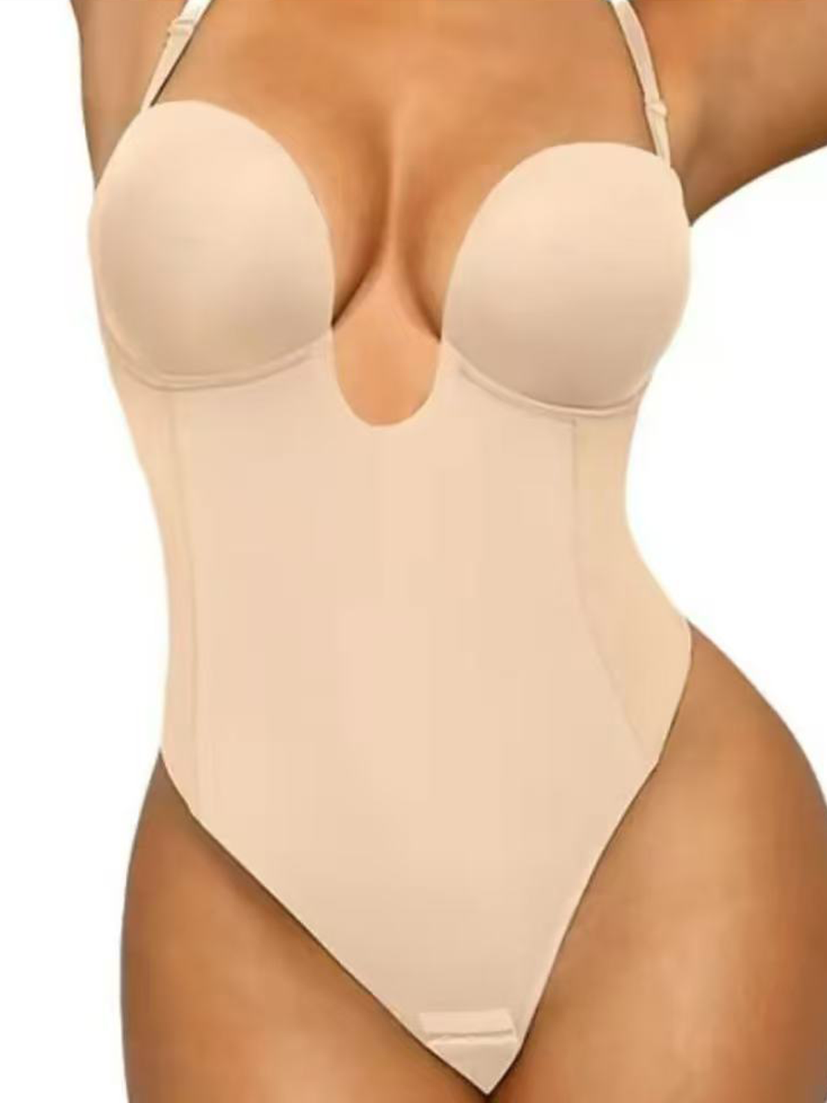 Deep V Sleeveless Backless Thong Bodysuit