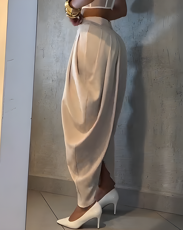 High Waist Loose Ruched Irregular Casual Pants