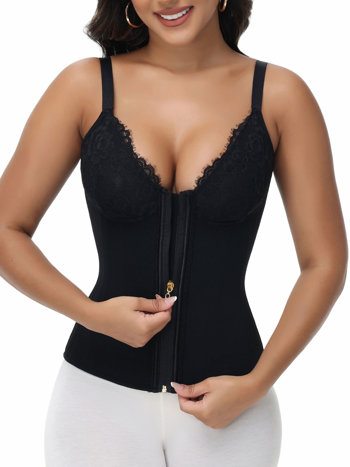 Black Lace Bust And Abdomen Control Camisole