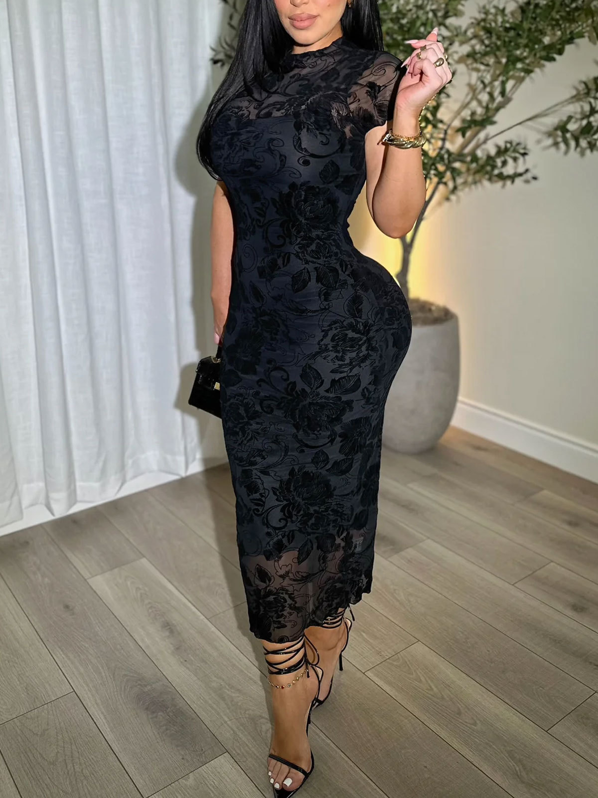 Women's Sheer Mesh Sexy Bodycon Dress