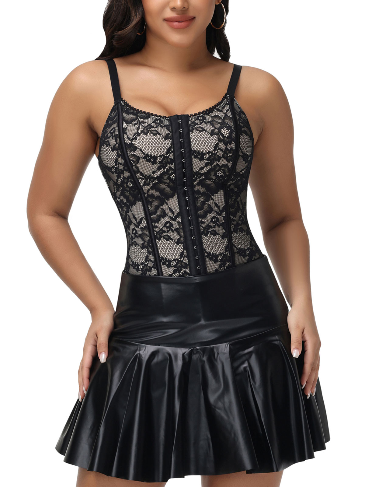 V Neck Tummy Control Lace Waist Trainer Body Shaper