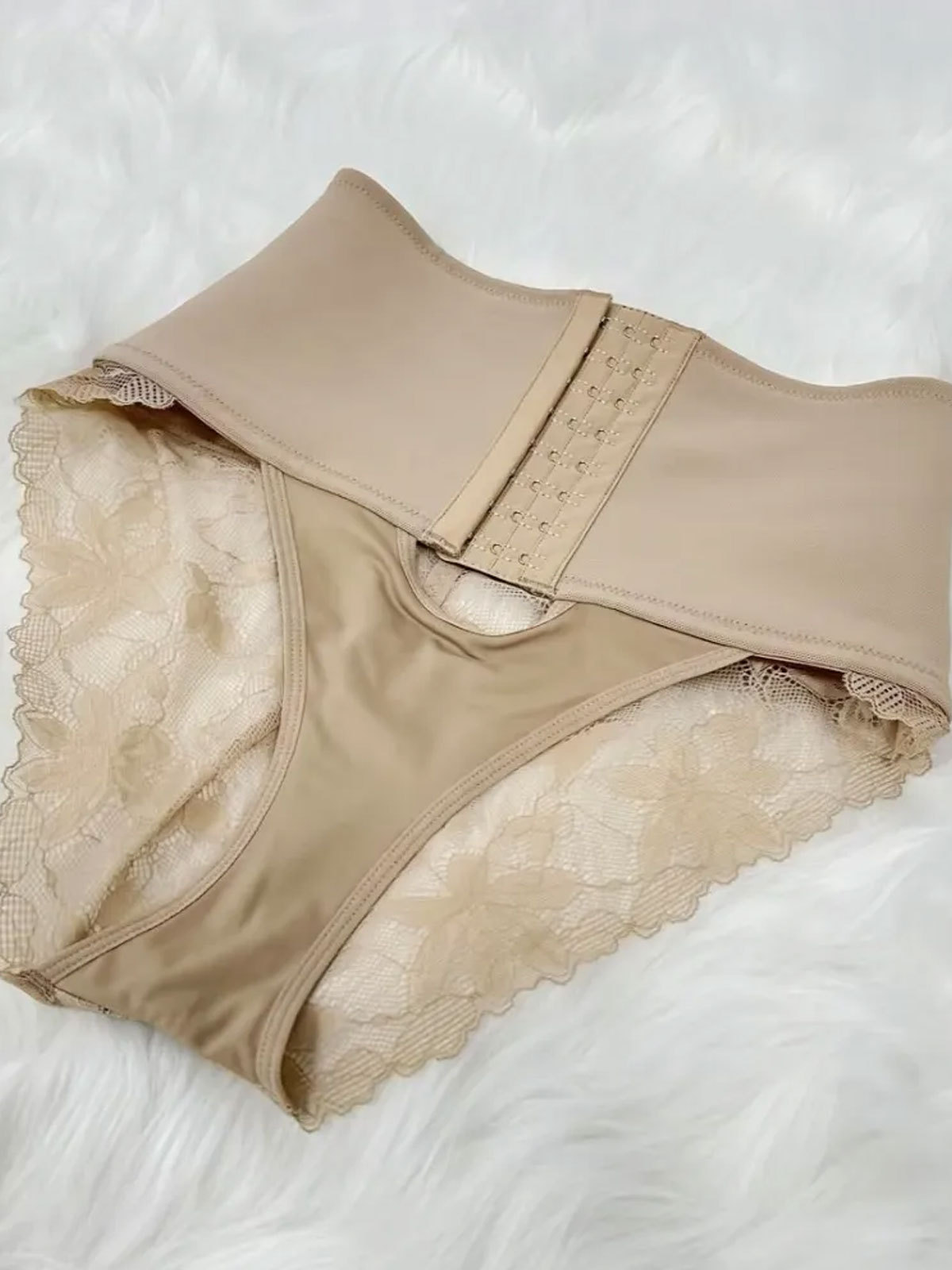 High Waist Hook-eye Tummy Control Lace Panty