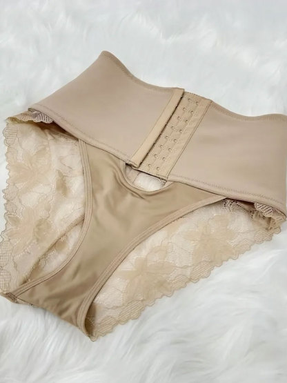 High Waist Hook-eye Tummy Control Lace Panty