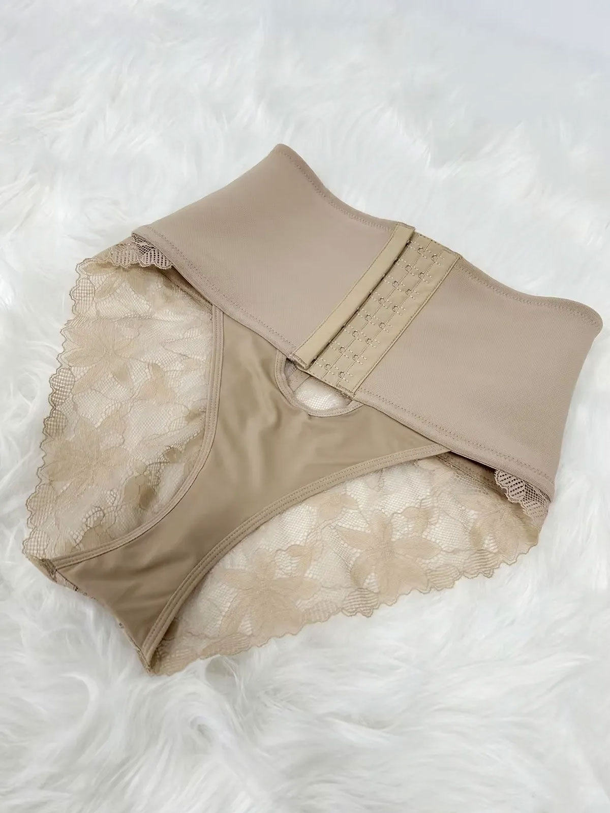 High Waist Hook-eye Tummy Control Lace Panty