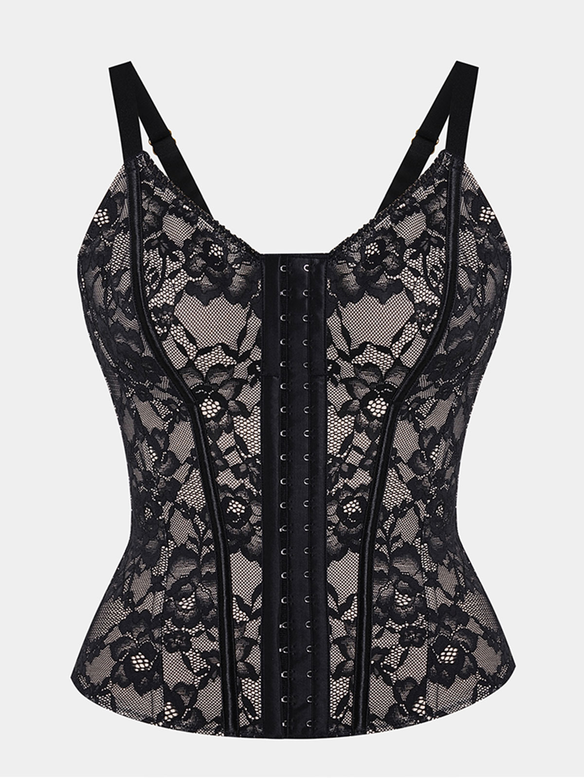 V Neck Tummy Control Lace Waist Trainer Body Shaper