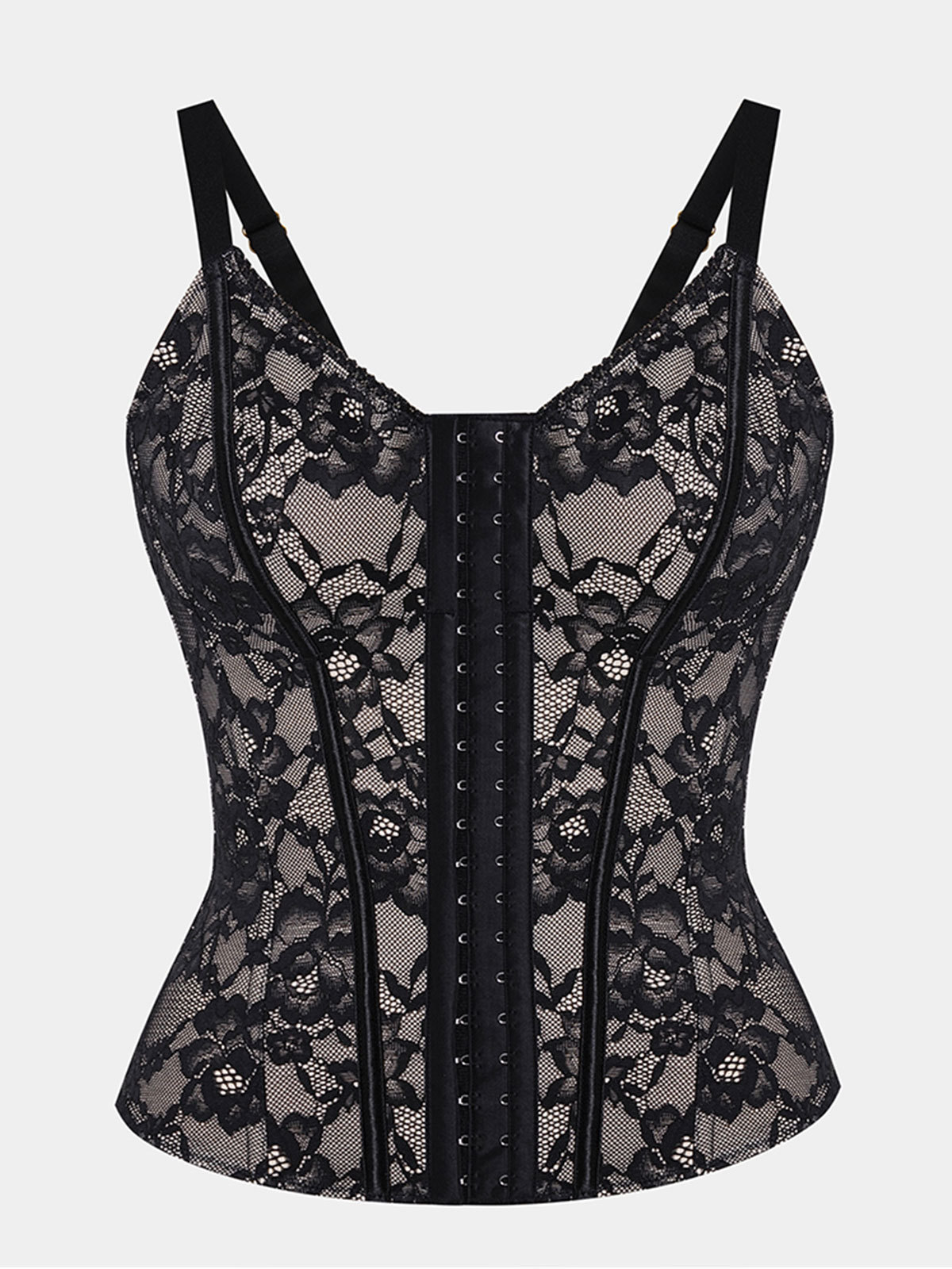 V Neck Tummy Control Lace Waist Trainer Body Shaper