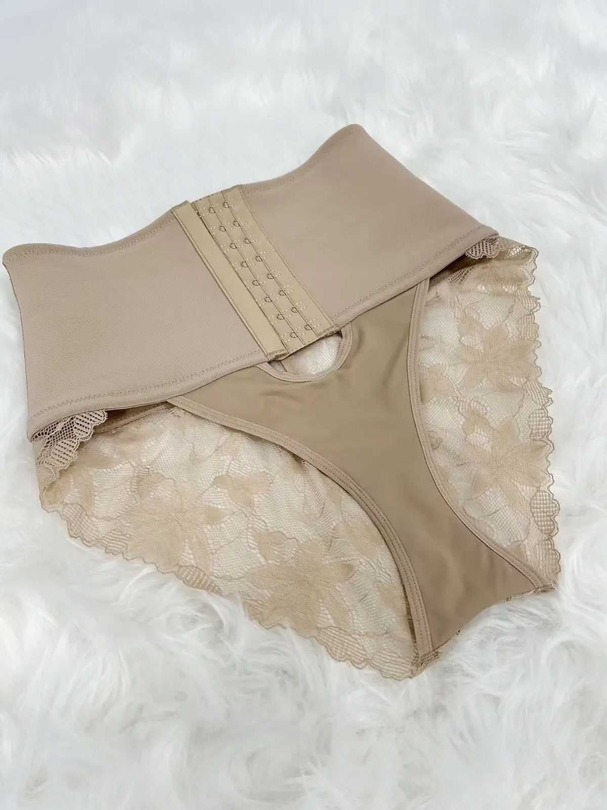 High Waist Hook-eye Tummy Control Lace Panty