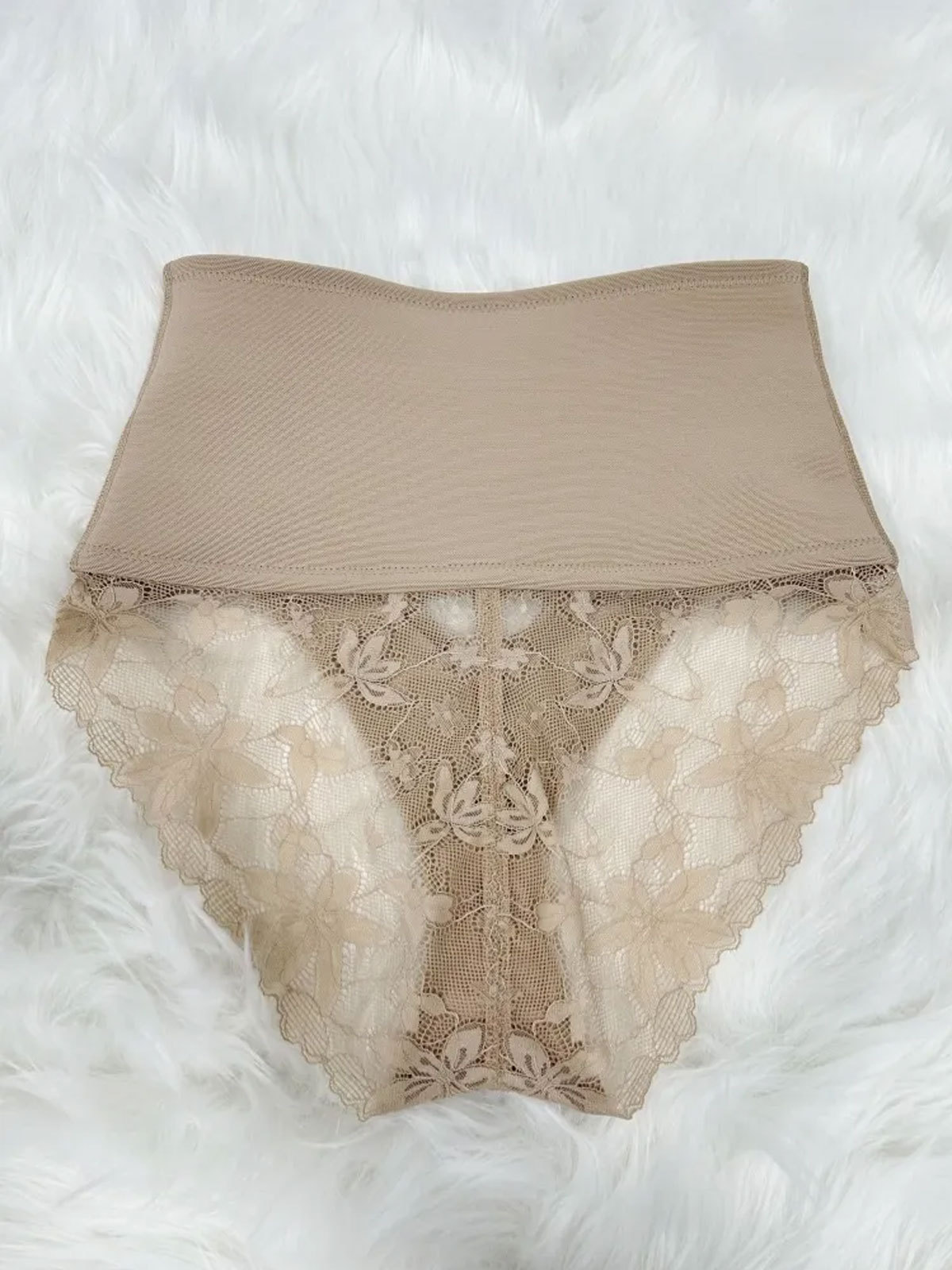 High Waist Hook-eye Tummy Control Lace Panty