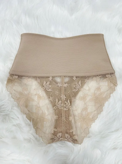 High Waist Hook-eye Tummy Control Lace Panty