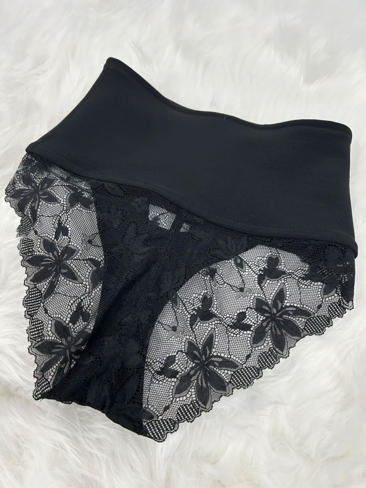 High Waist Hook-eye Tummy Control Lace Panty
