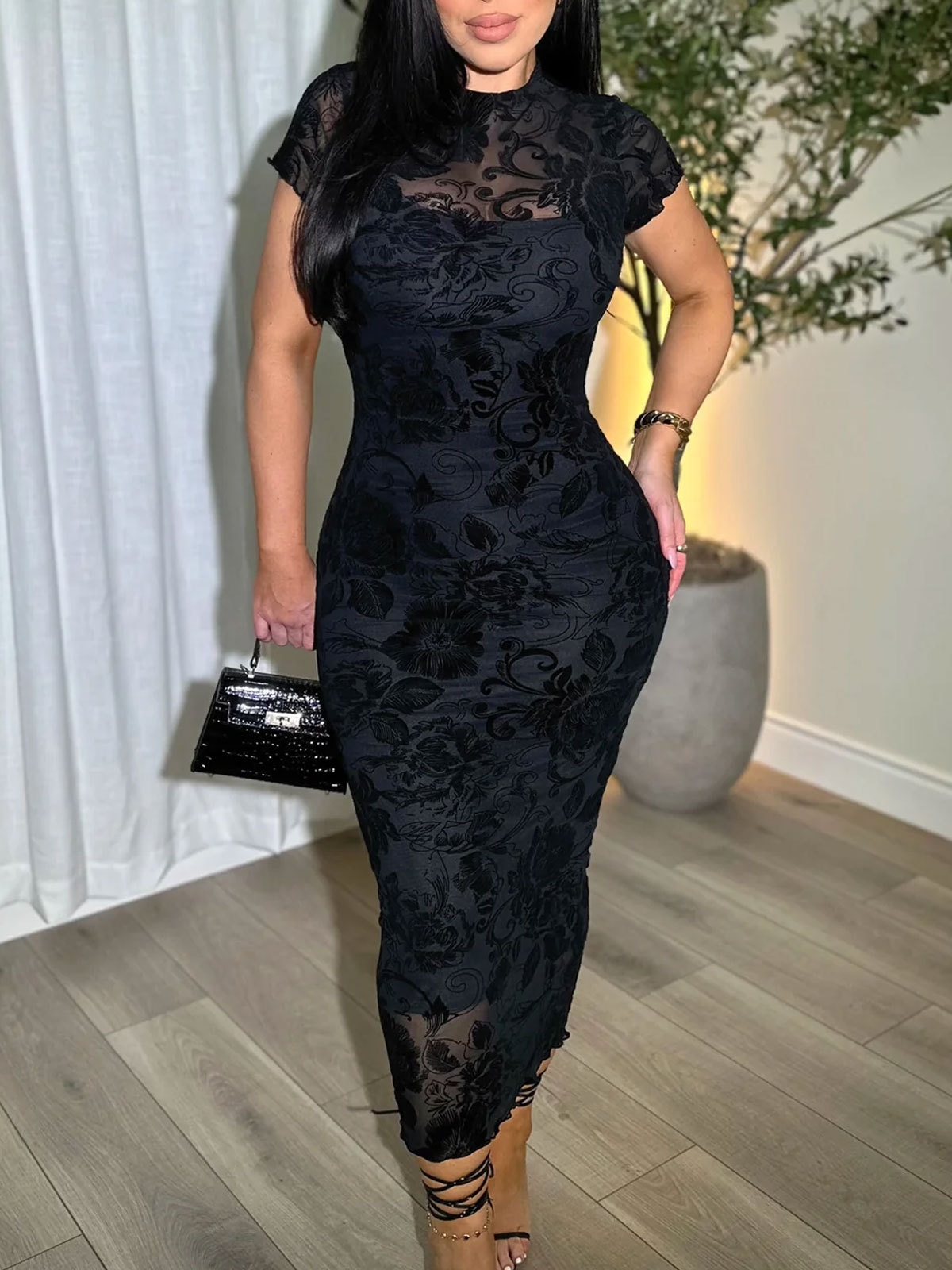 Women's Sheer Mesh Sexy Bodycon Dress