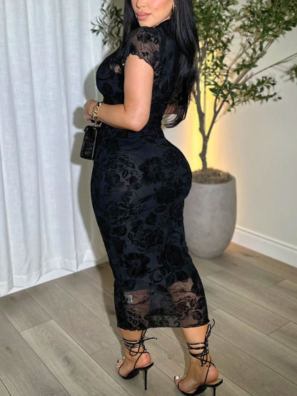 Women's Sheer Mesh Sexy Bodycon Dress