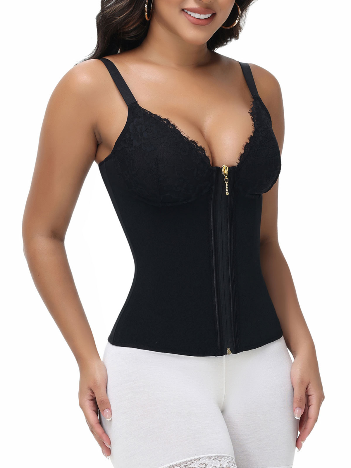 Black Lace Bust And Abdomen Control Camisole