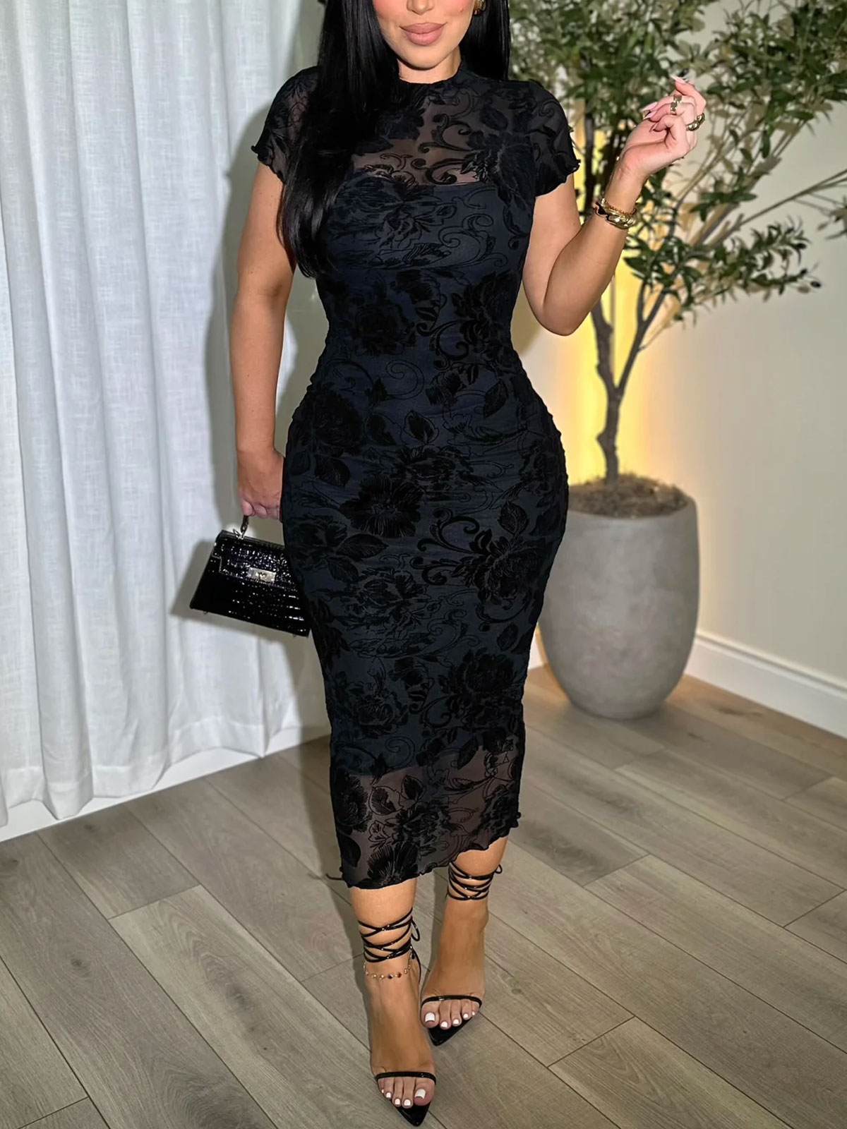 Women's Sheer Mesh Sexy Bodycon Dress