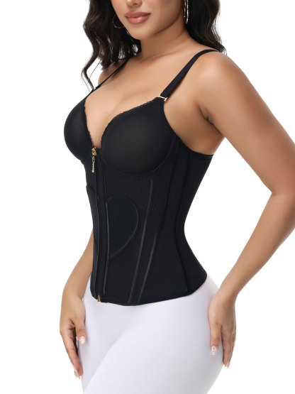 Heart Shape Tummy Control Compression Tanks Corset Waist Trainer Body Shaper with Zipper