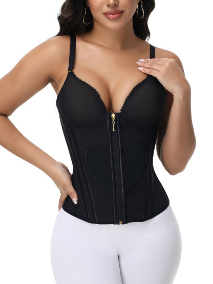 Heart Shape Tummy Control Compression Tanks Corset Waist Trainer Body Shaper with Zipper