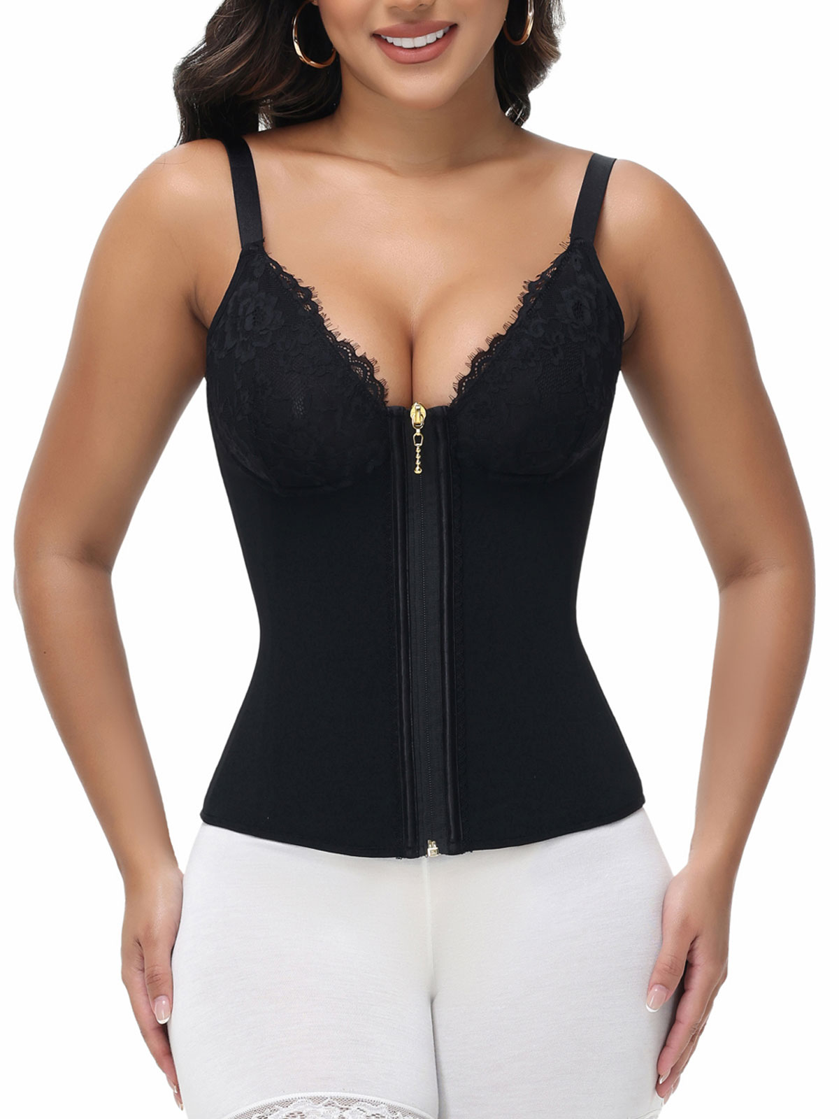 Black Lace Bust And Abdomen Control Camisole