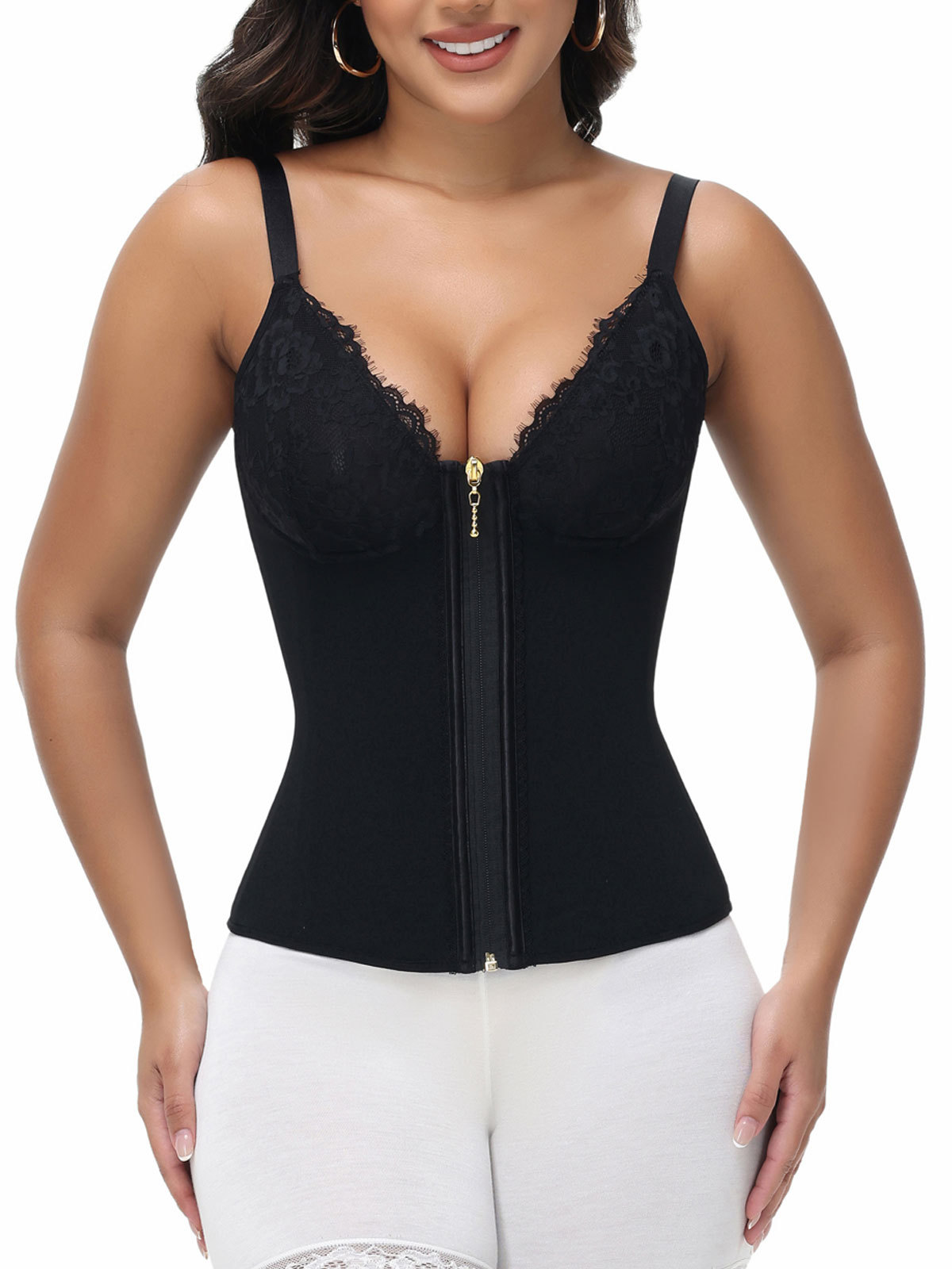 Black Lace Bust And Abdomen Control Camisole
