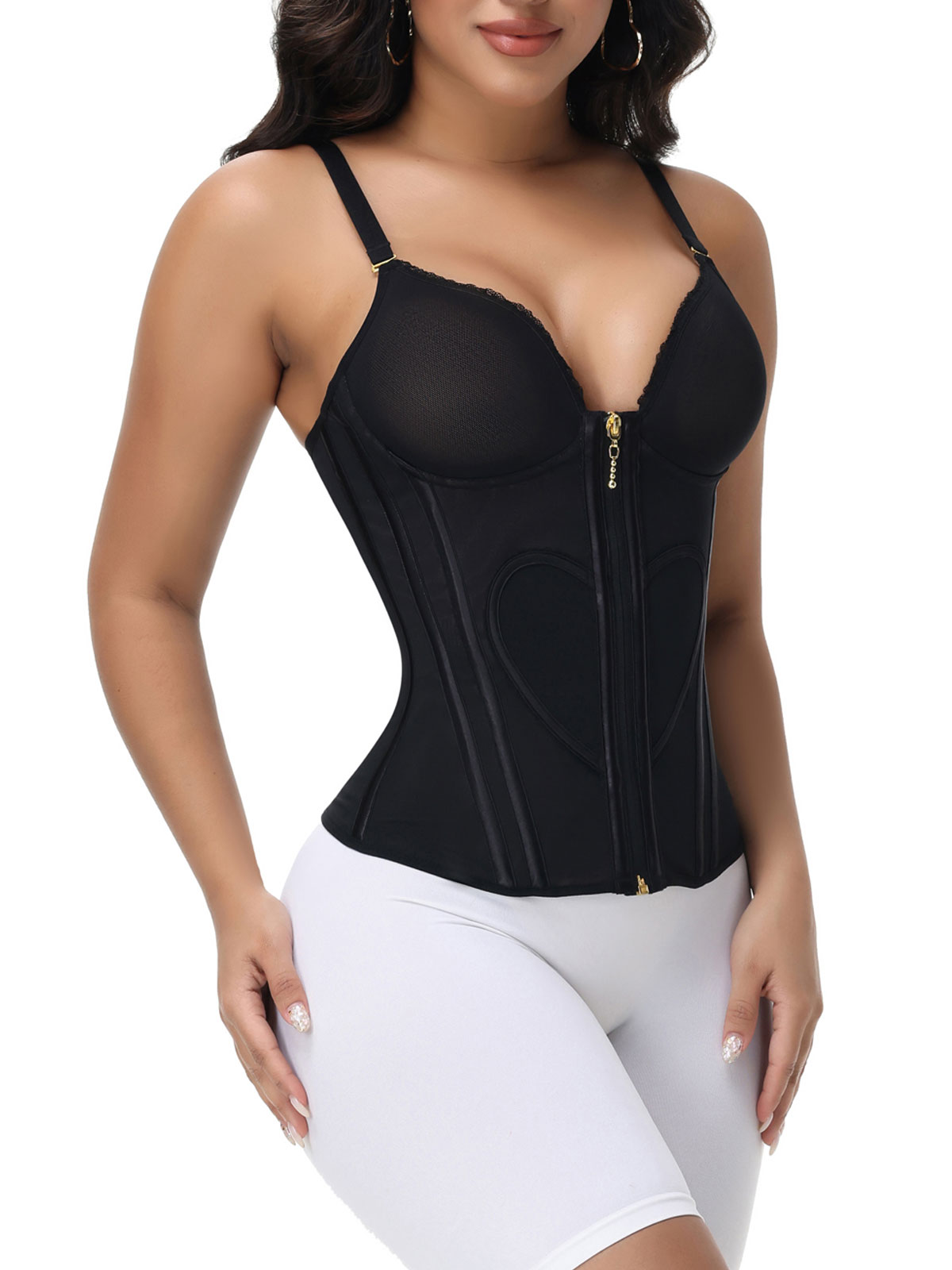 Heart Shape Tummy Control Compression Tanks Corset Waist Trainer Body Shaper with Zipper