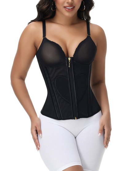 Heart Shape Tummy Control Compression Tanks Corset Waist Trainer Body Shaper with Zipper