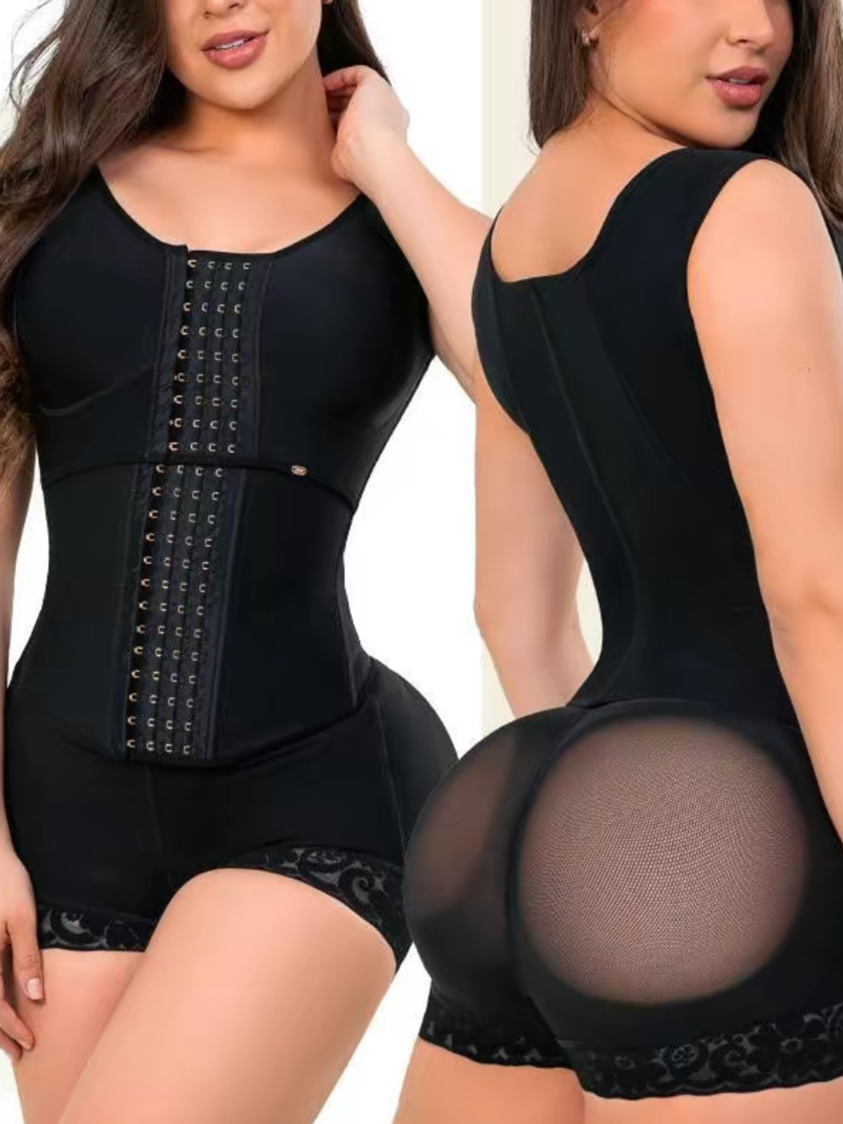 Sleeveless Bustier Shaping Top Shaping Shorts Thong Three Pieces Set