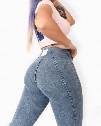 Stretchy Pulled High Waisted Skinny Jeans