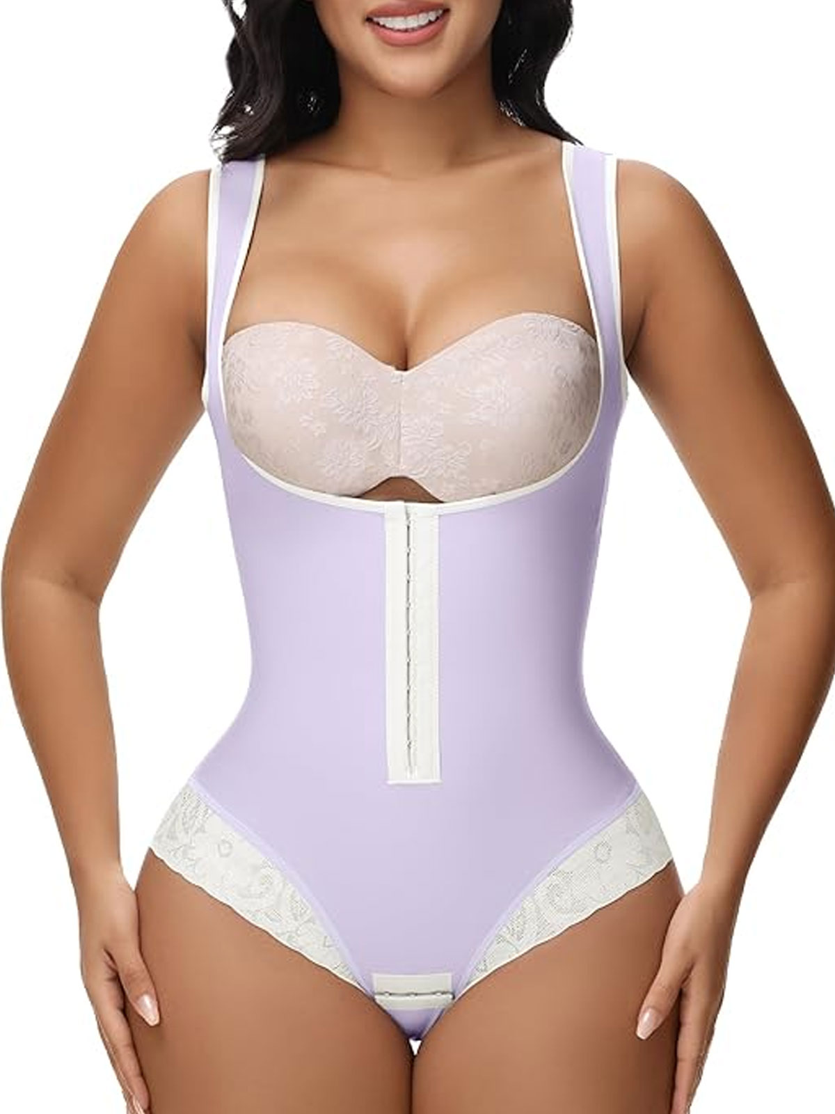Women's Thong Open Chest Tummy Control Hip Lifting Bodysuit