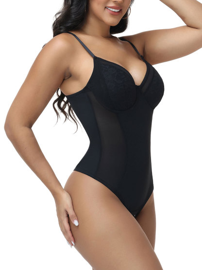 Lace Trimmed Halter Neck Triangle Bodysuit