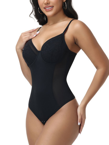 Lace Trimmed Halter Neck Triangle Bodysuit