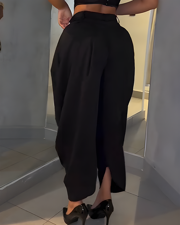 High Waist Loose Ruched Irregular Casual Pants