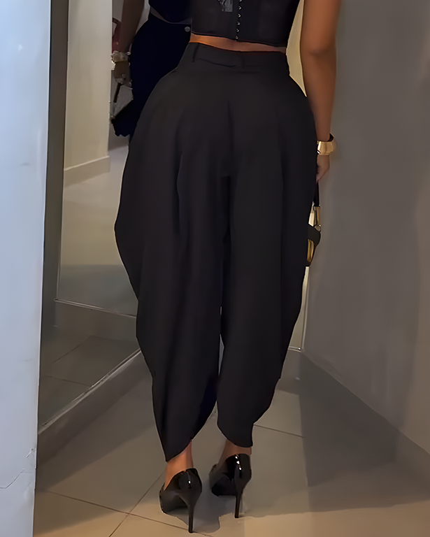 High Waist Loose Ruched Irregular Casual Pants