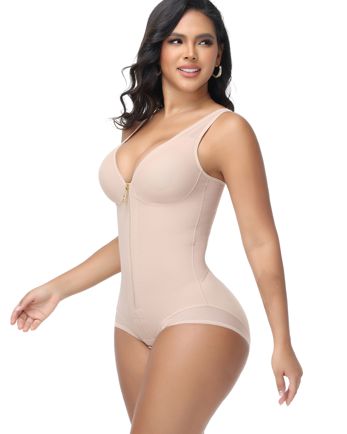Tummy Control Butt-Lifting Body Shaper with Front Zipper