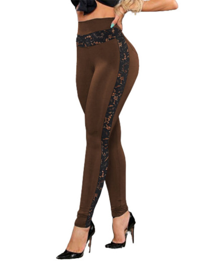 Solid Color Lace Pants Hip Lift Sweat Pants