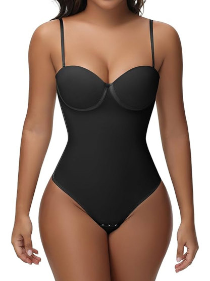 Back Lace-up Thong Seamless Shapewear Bodysuit