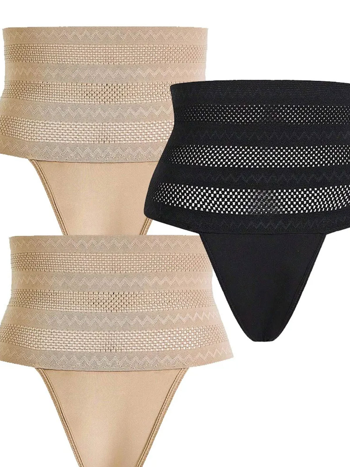 Women's High Waist Shaping Thong Breathable Tummy Control  Shapewear Panty