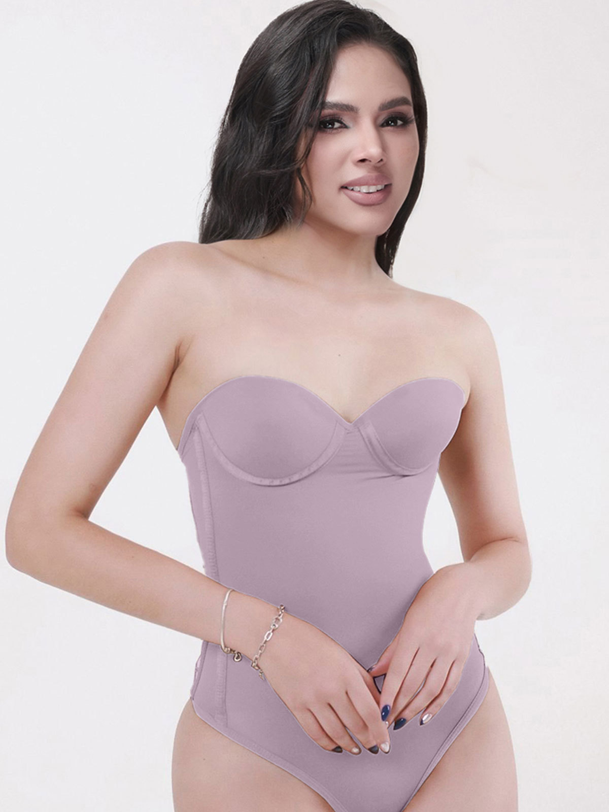 Back Lace-up Thong Seamless Shapewear Bodysuit