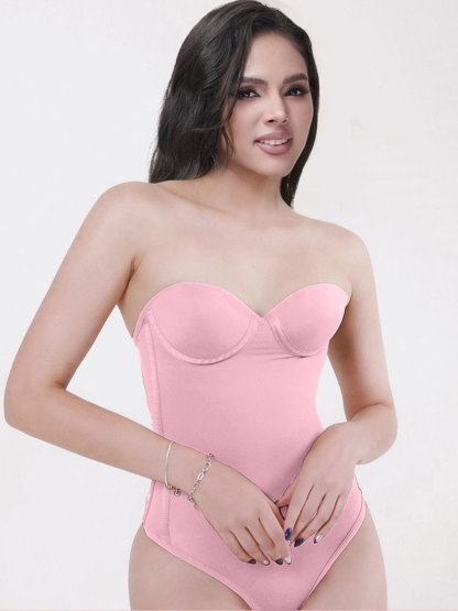 Back Lace-up Thong Seamless Shapewear Bodysuit